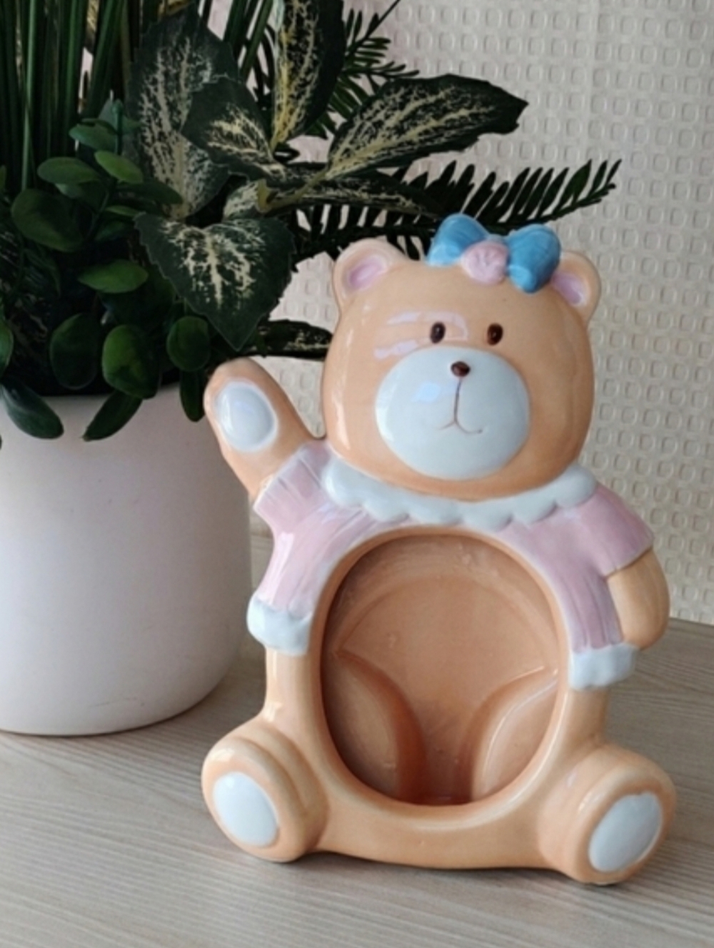Girl Bear Glossy Ceramic Picture Frame
